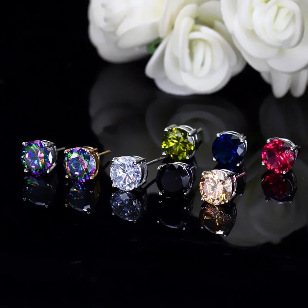 Cubic Zirconia Faux Diamond 8mm Studs - Picture 4 of 4